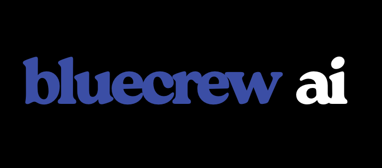 BlueCrewAI logo - electric blue and white branding